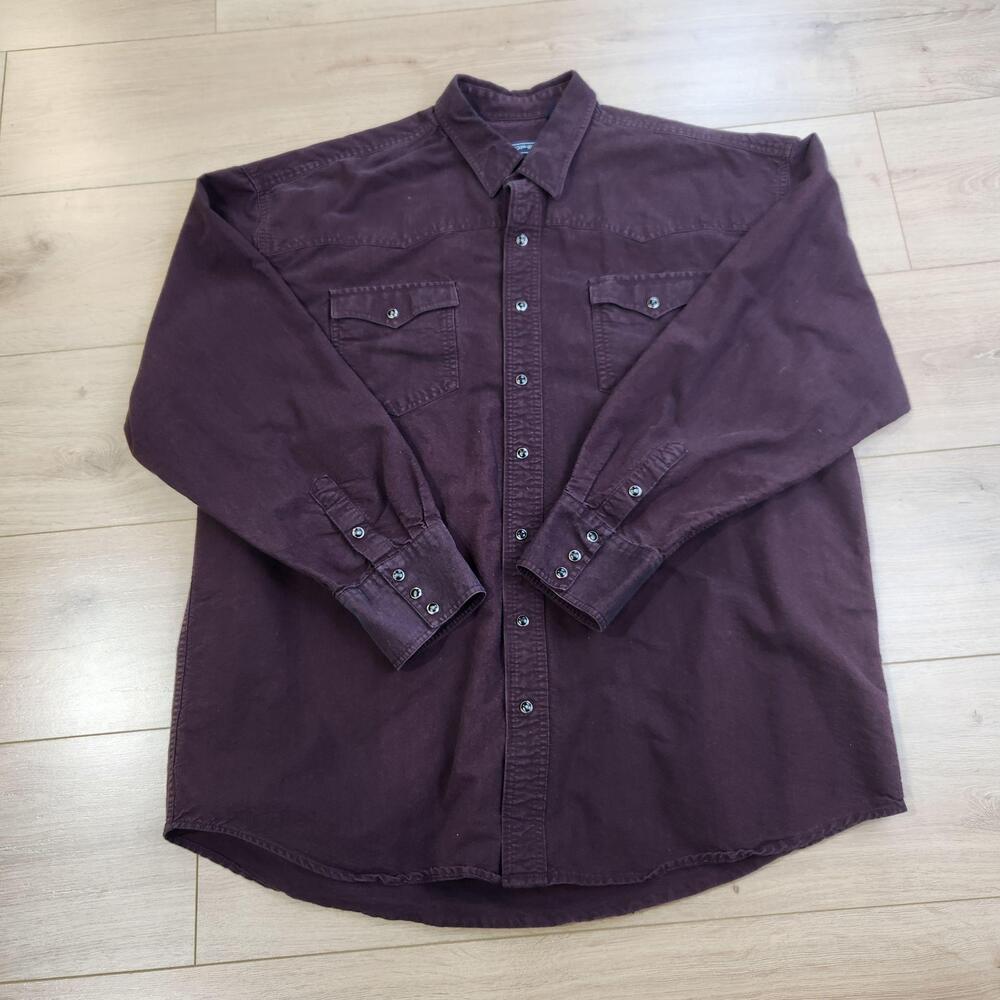 Roper Shirt Mens 2XL Purple Solid Long Sleeve Western Pearl Snap Casual